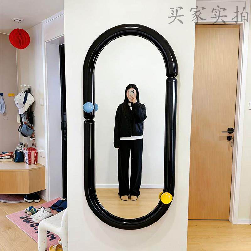 简约创意椭圆形穿衣镜壁挂式高清全身镜卧室客厅装饰镜可定制镜子