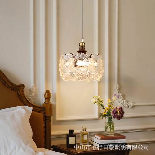 法式轻奢单头吊灯过道灯现代简约床头灯个性餐厅吧台玄关吊线灯具