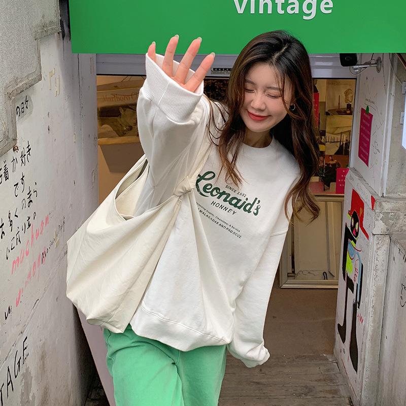 简遇luck品质女装原宿风卫衣女ins韩版宽松休闲OVER上衣港风打底