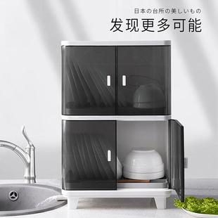 厂家直供厨房碗筷沥水家用双层餐具防尘塑料收纳置物架碗碟收纳盒