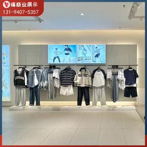 黑色服装店展示架男装店铺货架落地式双层陈列挂衣架铁艺金属包架