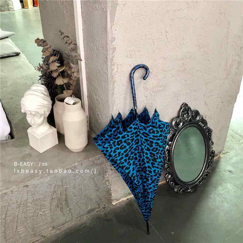 正品韩国chic复古纹长柄伞抗风自神动晴雨防紫外线感小性豹野猫女