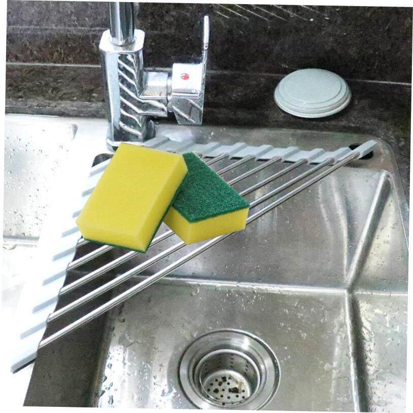 Triangular sink drain rack Roll up drying plate rack drainin - 实物图