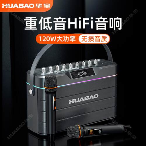 华宝F105高音质大功率重低音手提户外广场舞家用K歌声卡直播
