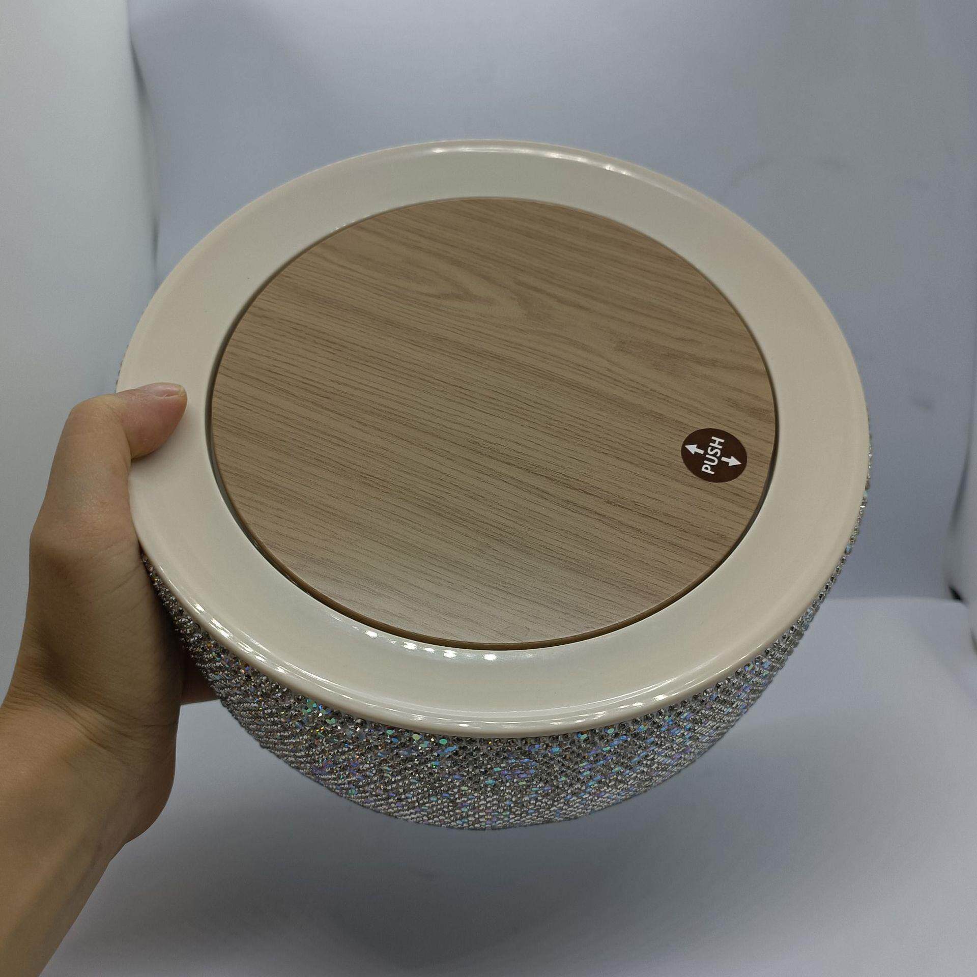 镶钻日迷你QCH桌面垃圾桶简约按压圾收纳桶头柜圆垃床形垃圾筒式