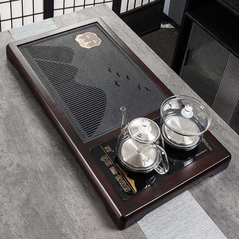 高档实木茶盘家用上水烧水壶实木茶桌一体茶台功夫全自动底部上水