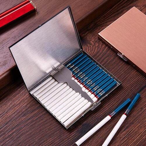 Ultra Thin Stainless Steel Moisture Cigarette Box Case +Clip