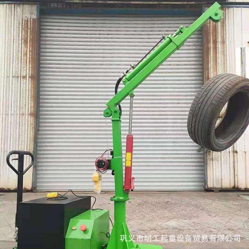 液压小吊机 折叠式移动小型吊机 简易吊机 明工建筑机械