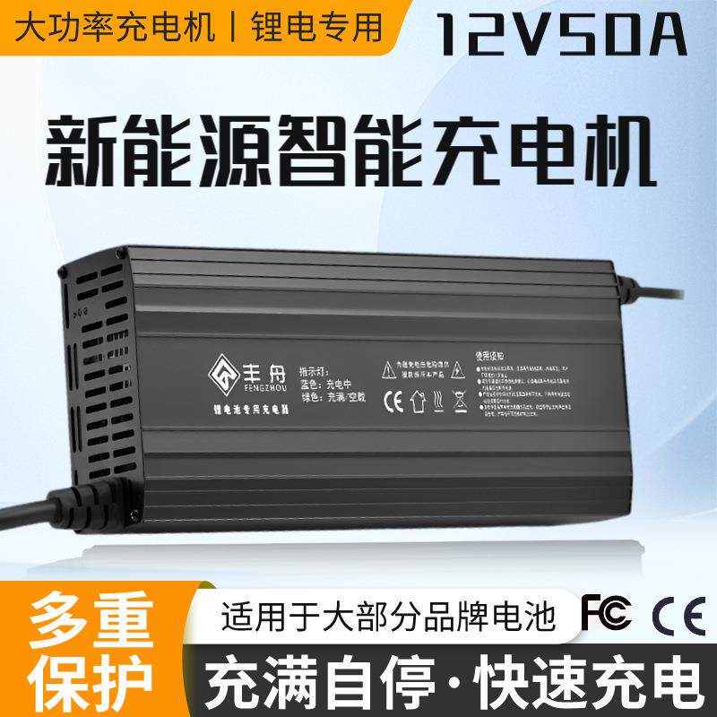 厂家12V50A三元铁锂电池电动叉车高尔夫洗地车储能电源充电器