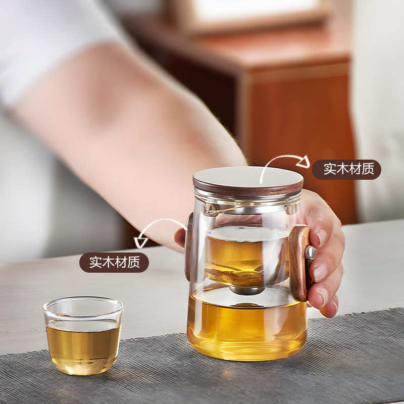 2025新款全玻璃内胆飘逸杯玻璃水杯泡茶杯旅行茶具FY320组合