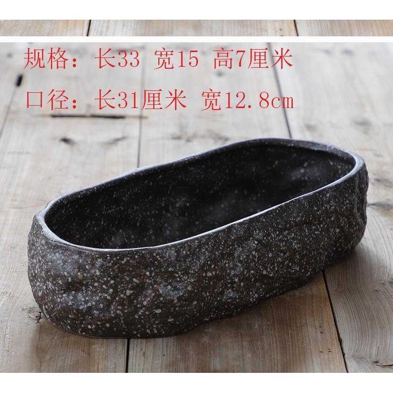 高档大号条陶瓷花盆长水养碗一叶莲家用阳培台水池小型仿石头莲鱼