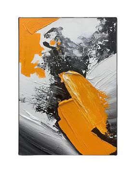 橙色抽象肌理油画现代轻奢客厅装饰画沙发背景墙落地挂画玄关壁画