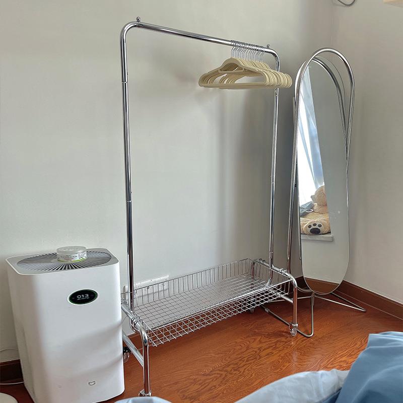 室内移动晾衣架挂衣架子落地家用卧室衣帽架置物阳台脏衣篮晒衣架