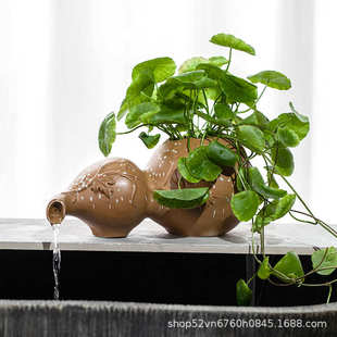古法缸创意陶瓷陶罐循环水流水摆件鱼缸造景全套生态缸过滤系统