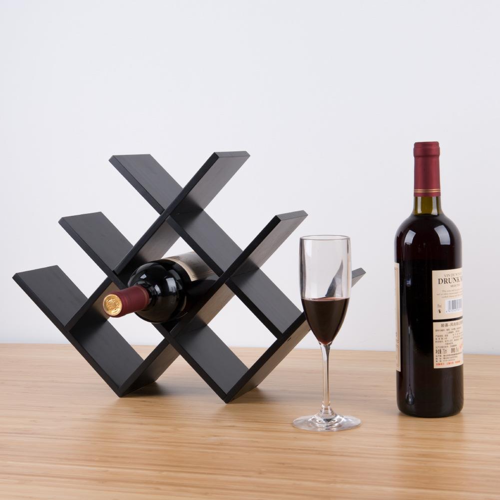 酒格子W型酒架置物架楠竹实材红酒架酒柜简约交叉架家用竹制展示