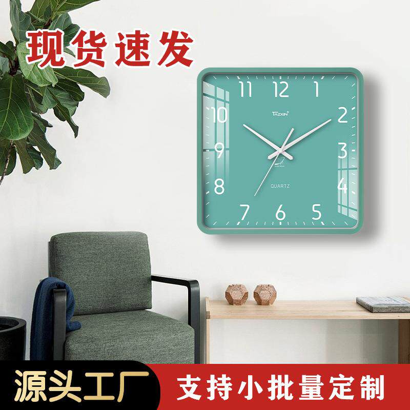 四方形挂钟客厅家用钟表创意简约时钟时尚挂表方形石英钟现货