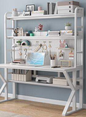 A办9L实木书写字台式电脑桌学生卧2023.10.室桌家公用书架一体洞