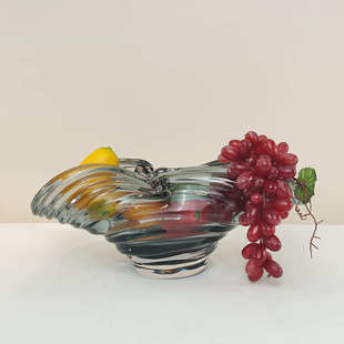 轻烟灰欧式 饰品奢果盘收纳摆件创意桌面客厅售楼部样板间琉璃 软装