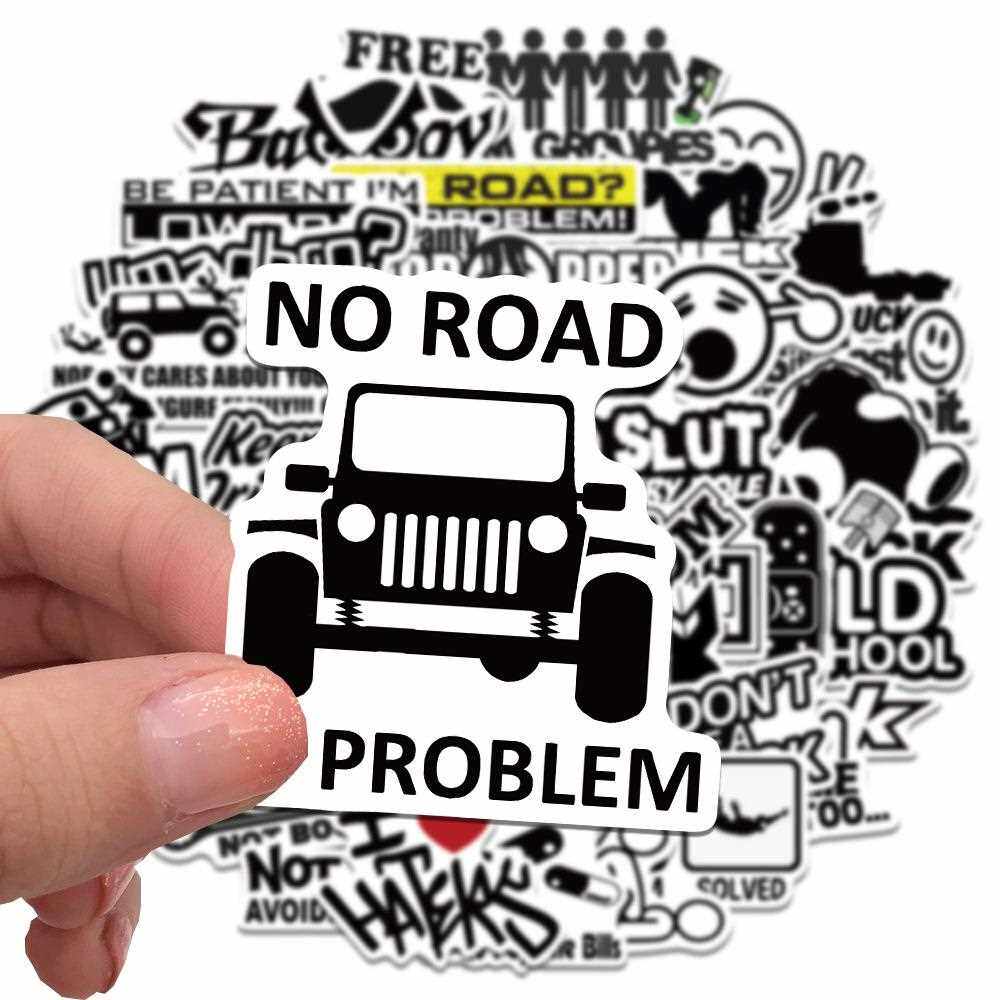 直销新款50张卡通JDM文字贴纸装饰汽车摩托车滑板行李箱防水贴纸