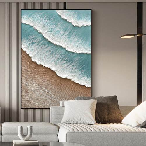 新款直销纯手绘油画立体砂岩画现代简约客厅沙发背景墙竖版挂画玄