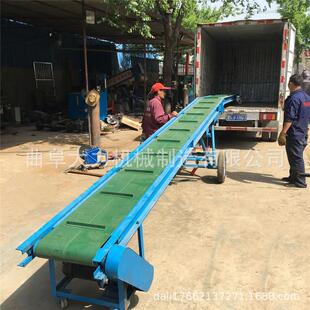 快递物流分拣皮带输送机加裙边格挡PVC材质传送带装卸车输送带