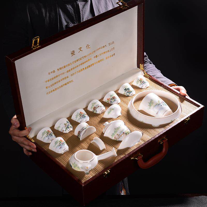 羊脂玉茶具功夫套装家用泡茶壶喝茶杯日系中国白商务送礼