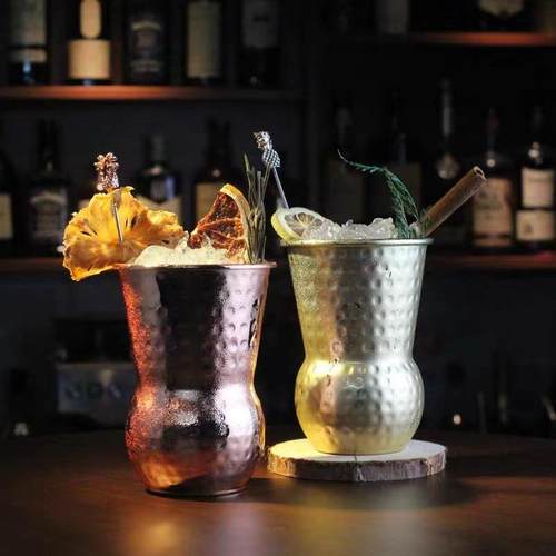不锈钢304锤点印度鸡尾酒杯 创意玫瑰金鸡尾酒杯金属莫斯科骡子杯