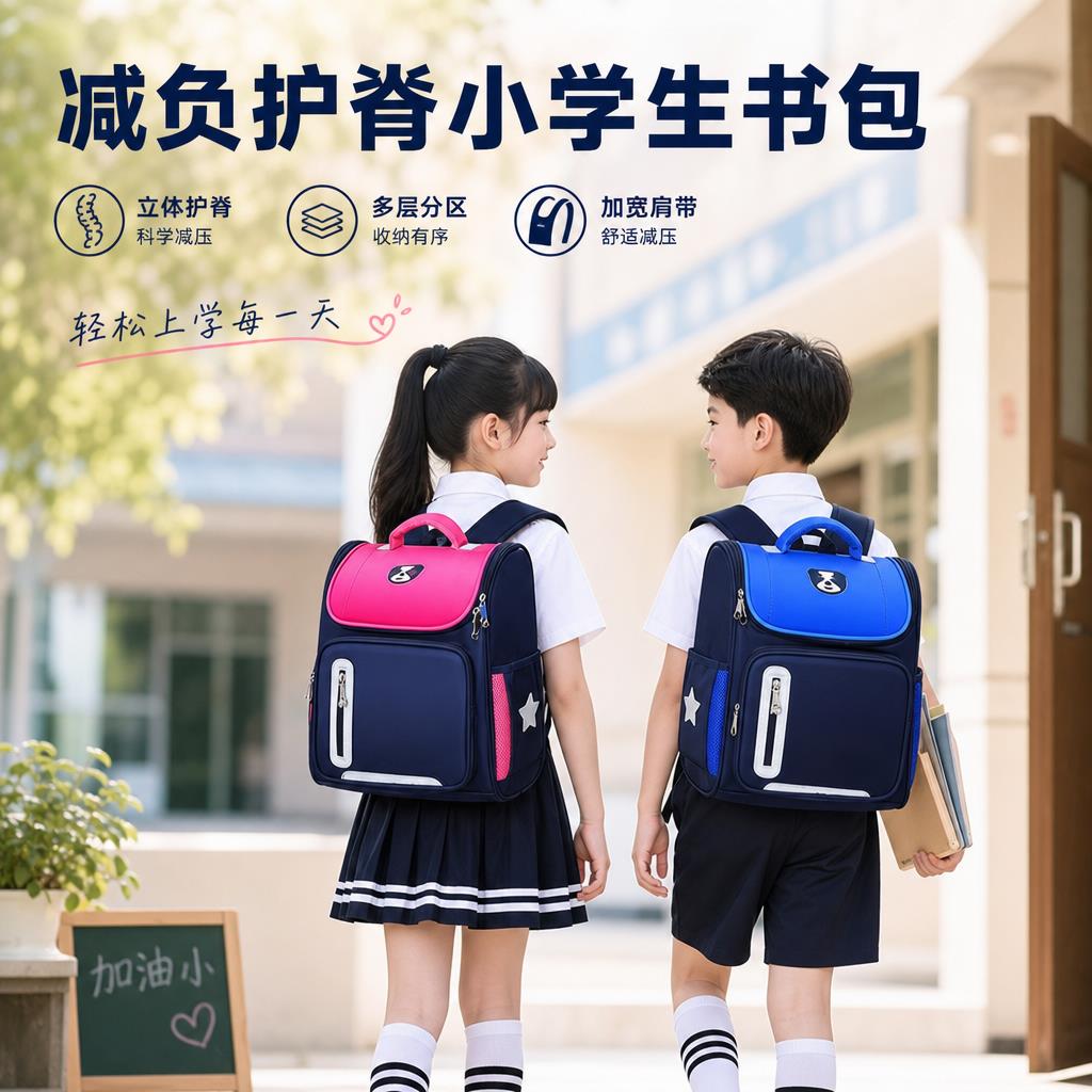 小学生书包男一二三四到六年级韩版减负护脊女孩儿童防水双肩背包