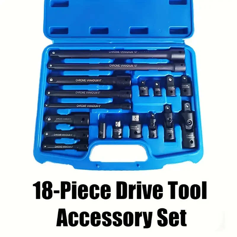 附件扳手 驱动工具套件加长件套18套筒，套件套装棘轮加长，