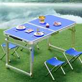 户外折叠夜市摊地桌GGM摊便捷式 叠折桌室外露营餐桌加厚铝合金桌