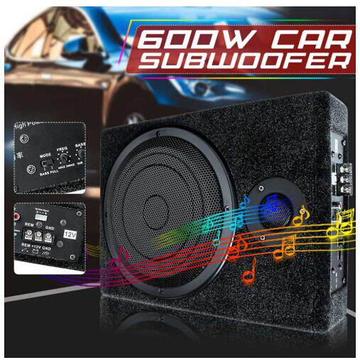 跨境汽车8寸12V超薄带高音低音炮木质内置大功率重低音车载低音炮