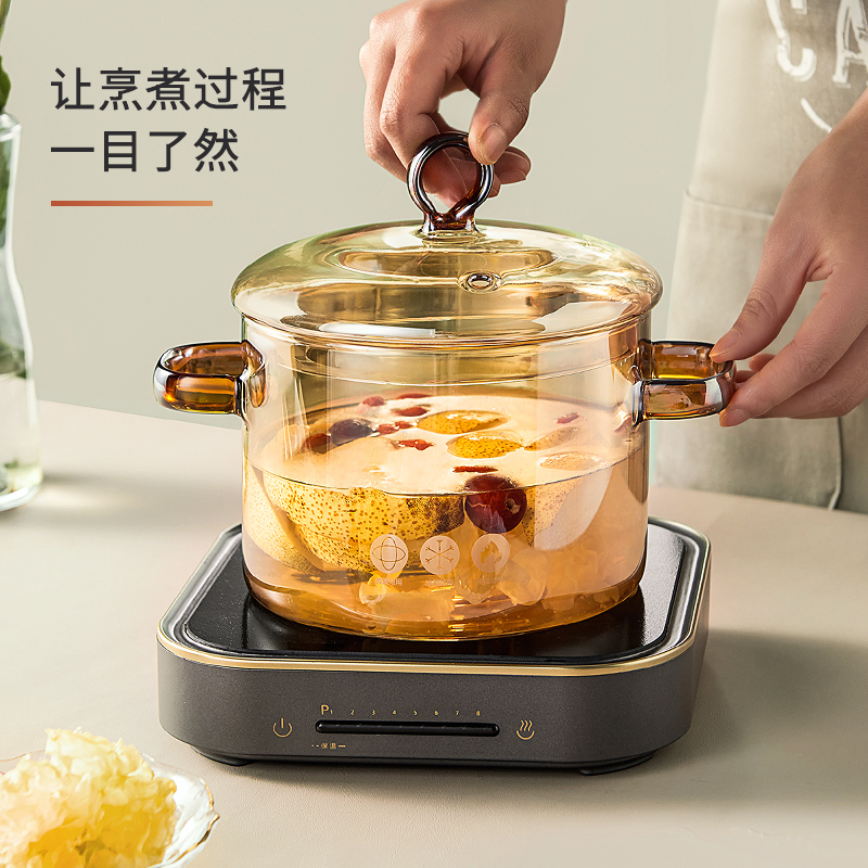 高硼硅玻璃锅明火家用炖汤透明关东煮锅电陶炉泡面锅耐高温炖汤锅