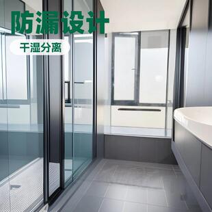超极窄边一字型极简淋浴房平开门卫生间干湿分离玻璃隔断浴室沐浴