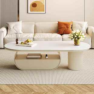 椭圆形商用轻奢岩板面茶几客厅新款 家用带抽屉环保茶几电视柜套装