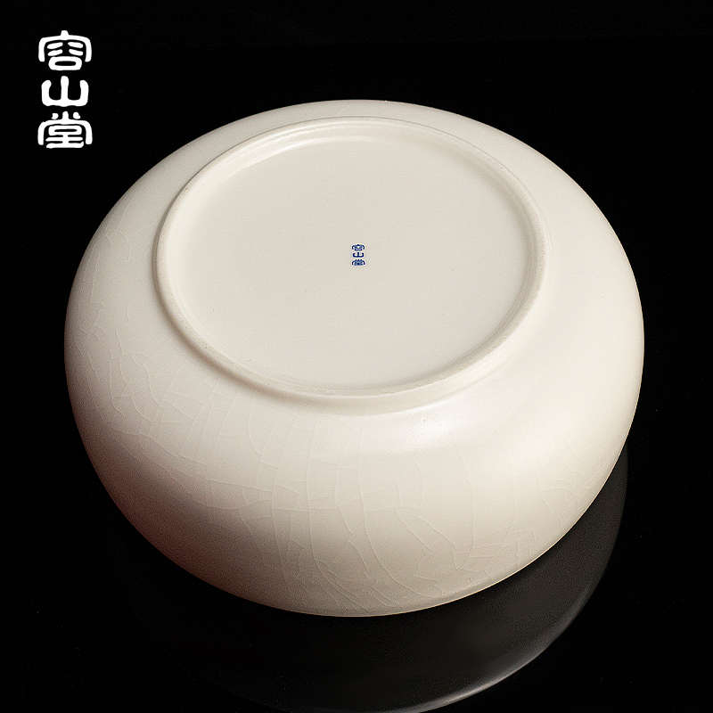 容山堂月白汝窑汝瓷茶洗缸特大号茶水桶收纳碗建水盂陶瓷茶具配件