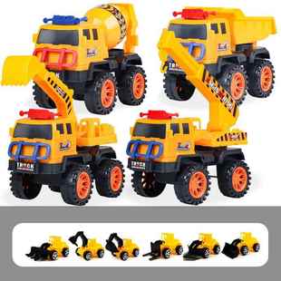 儿童工程车玩具滑行大号挖土机吊车堆高机翻斗搅拌模型汽车男孩泥
