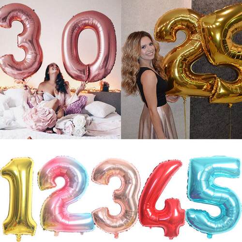 32/40 inch digital number happy birthday helium balloons bir
