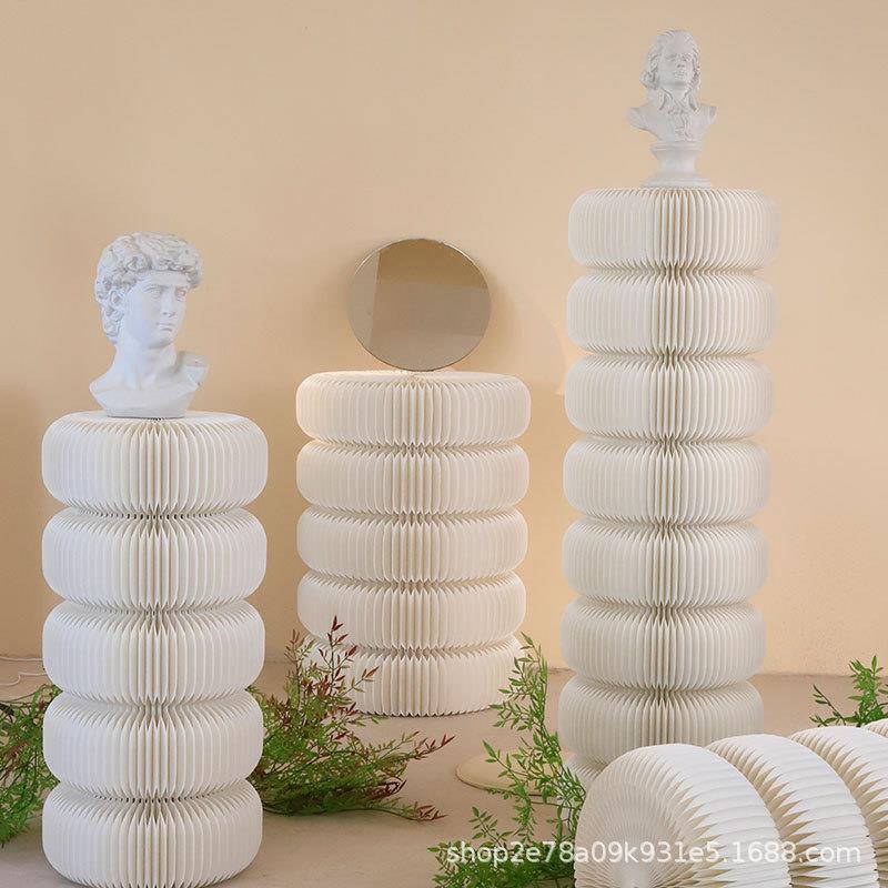 光源展架展台商用展品陈列花束云朵展示台发光罗马柱货架
