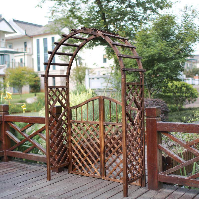 防腐木拱门全套花架爬藤架木拱形花门户外月季实木花架子室外庭院