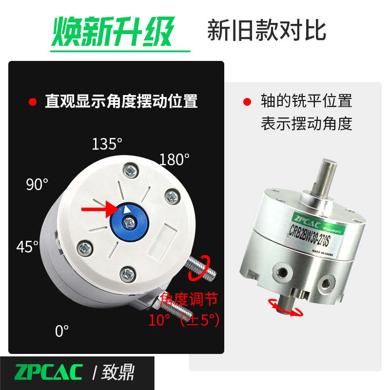 气动CRBS叶片式旋转摆动气缸CDRBS10-15-20-30-40-90度180度带磁
