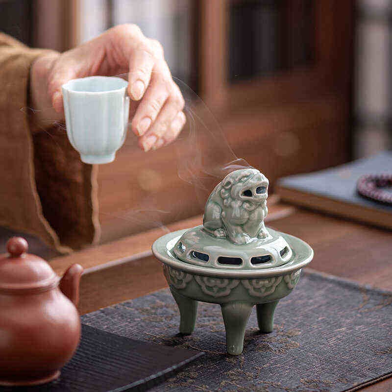 宋韵陶瓷香薰炉青瓷创意盘香炉打香篆沉香檀香香道茶道禅意三足炉,餐饮具,茶道/香炉,淘宝优惠券,粉丝福利购,淘宝优惠卷
