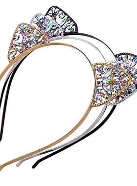 Novelty Cat Ears Headband Crystal Hairband Festival Hair Bez