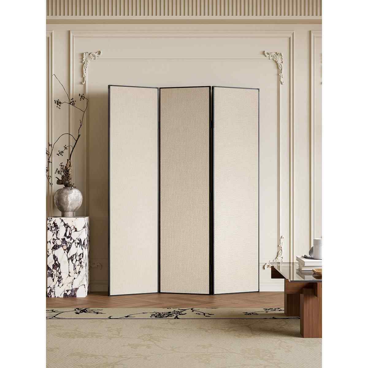 现代简约高端铝合金棉麻屏风隔断，隔断办公活动背景入口客厅