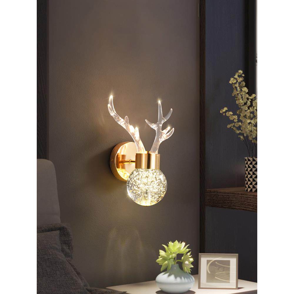 法式客厅水晶壁灯现代走廊过道灯创意卧室床头镜前水晶壁灯