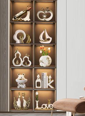 关轻奢高档板间桌面玄摆件家居客设厅电视柜酒柜白金炼 装饰品样