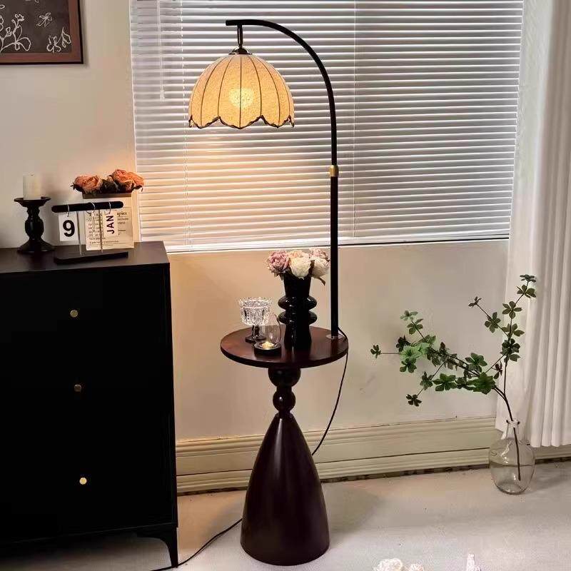 中古风落地灯客厅沙发旁边几氛围南洋复古卧室温馨床头柜置物台灯