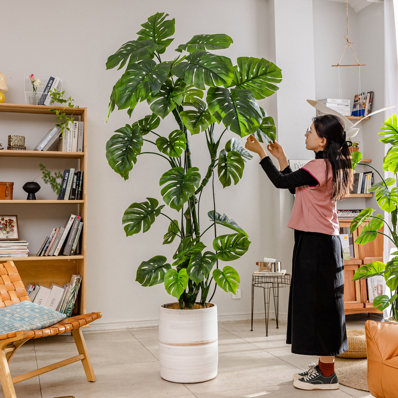 大型龟背竹仿真植物假树室内客厅落地仿生绿植盆栽装饰造景摆件