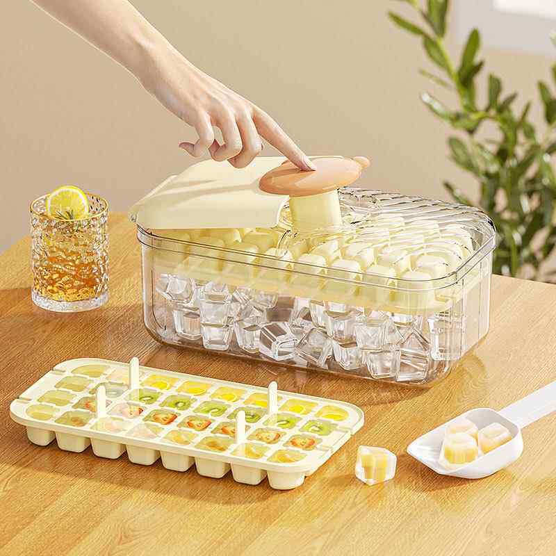 家用一键出冰按压式制冰盒食品级制冰格子自制冰块神器制冰储冰盒