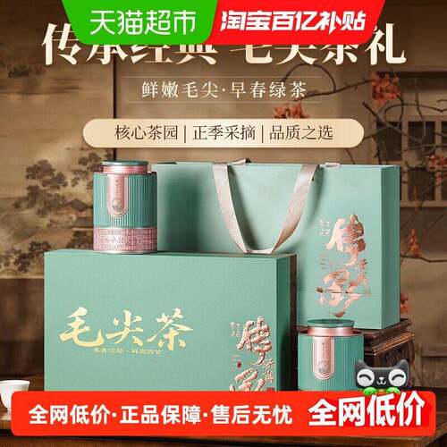 茶满纪绿茶毛尖茶叶礼盒嫩芽春茶送礼长辈领导礼盒装