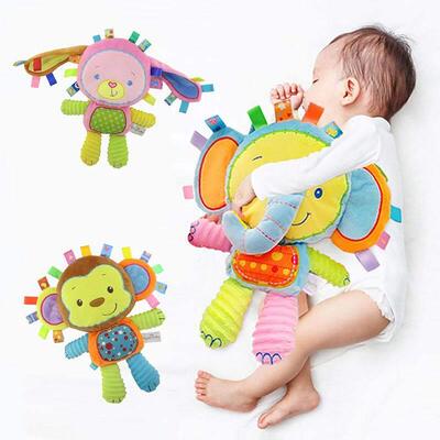 Baby Tags Stuffed Animal Soft Toy Lovey Elephant Plush Bell